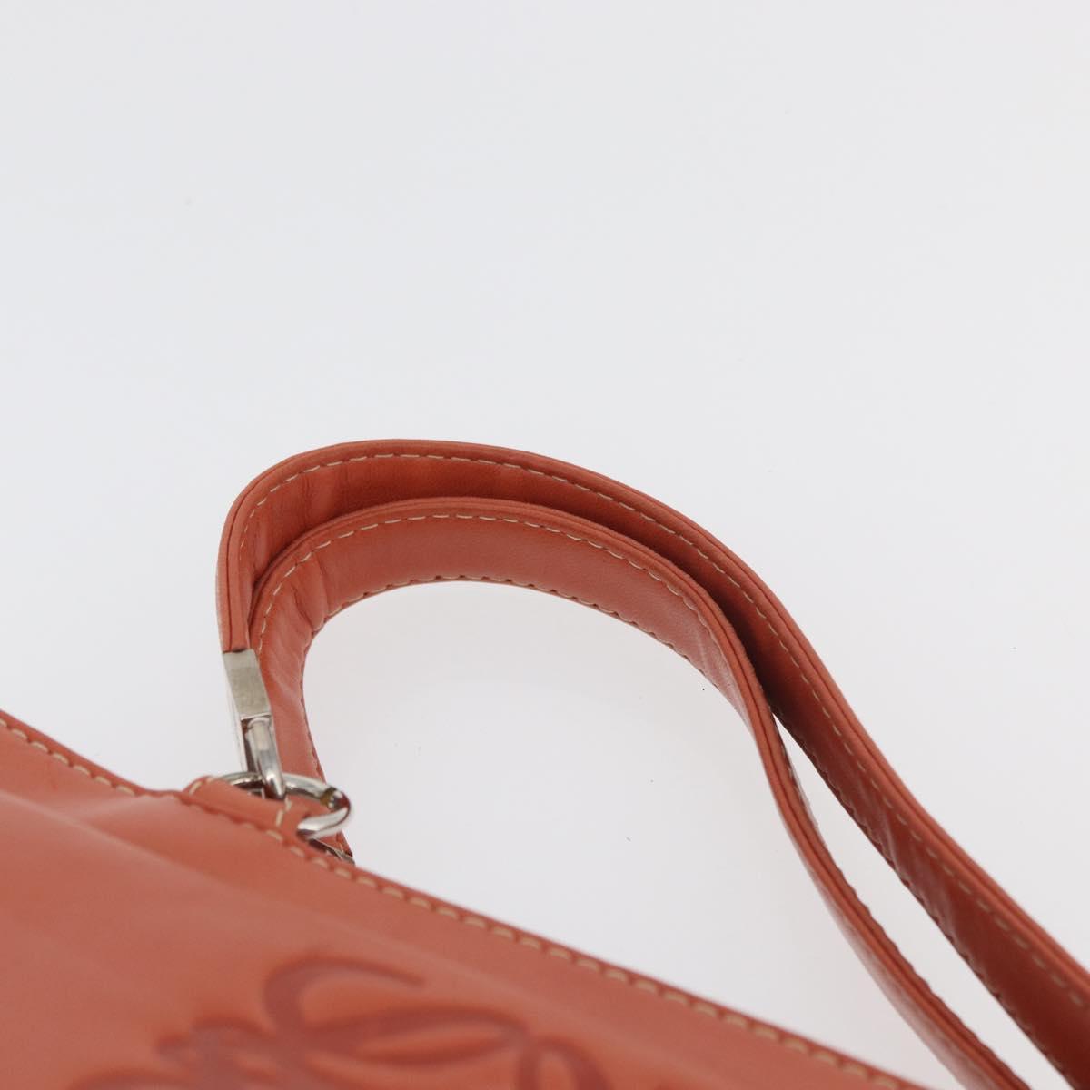 LOEWE Anagram Hand Bag Leather Silver Orange Auth mr2322A