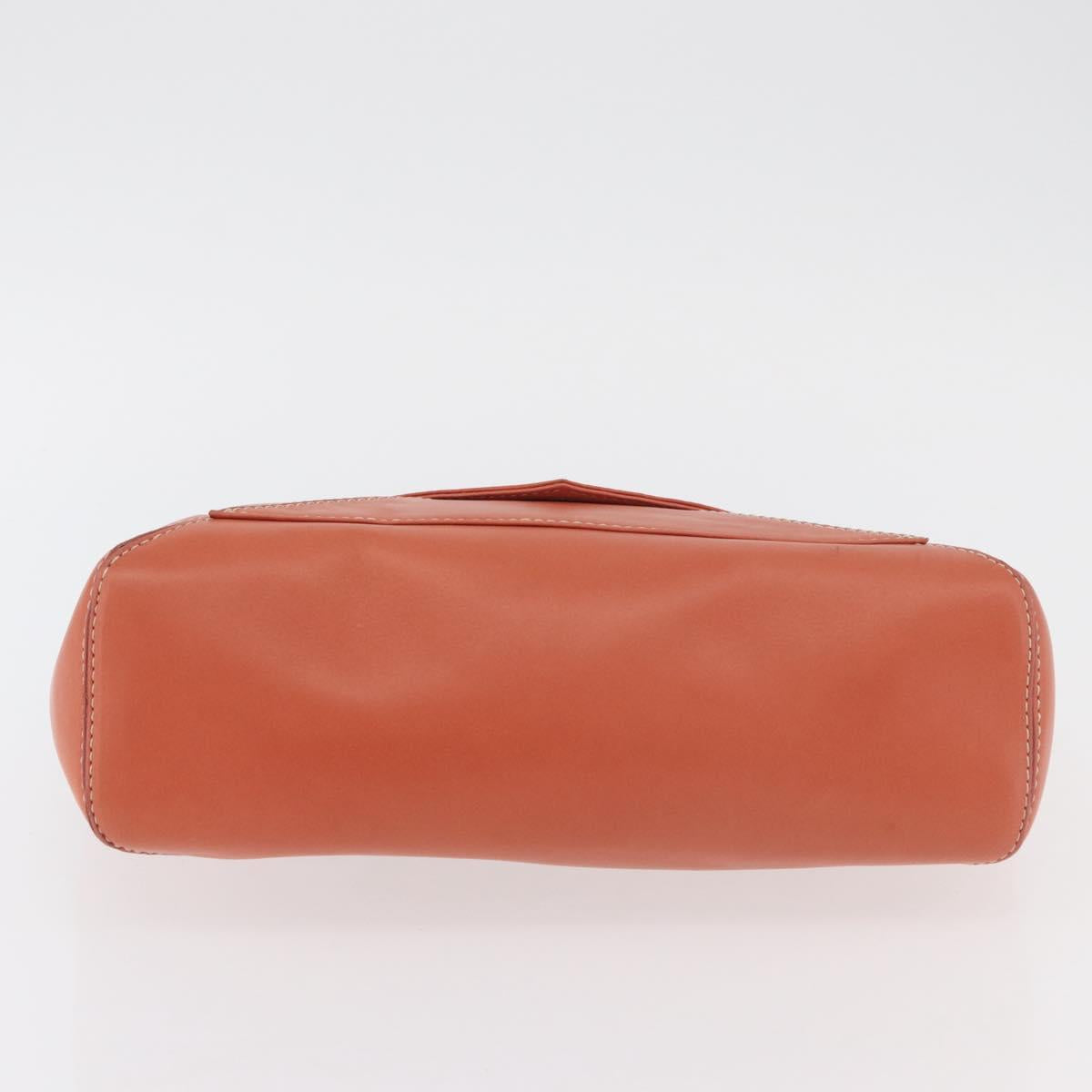 LOEWE Anagram Hand Bag Leather Silver Orange Auth mr2322A