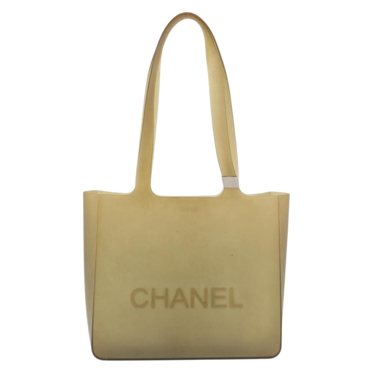 CHANEL Tote Bag Rubber Beige CC Auth mr2340