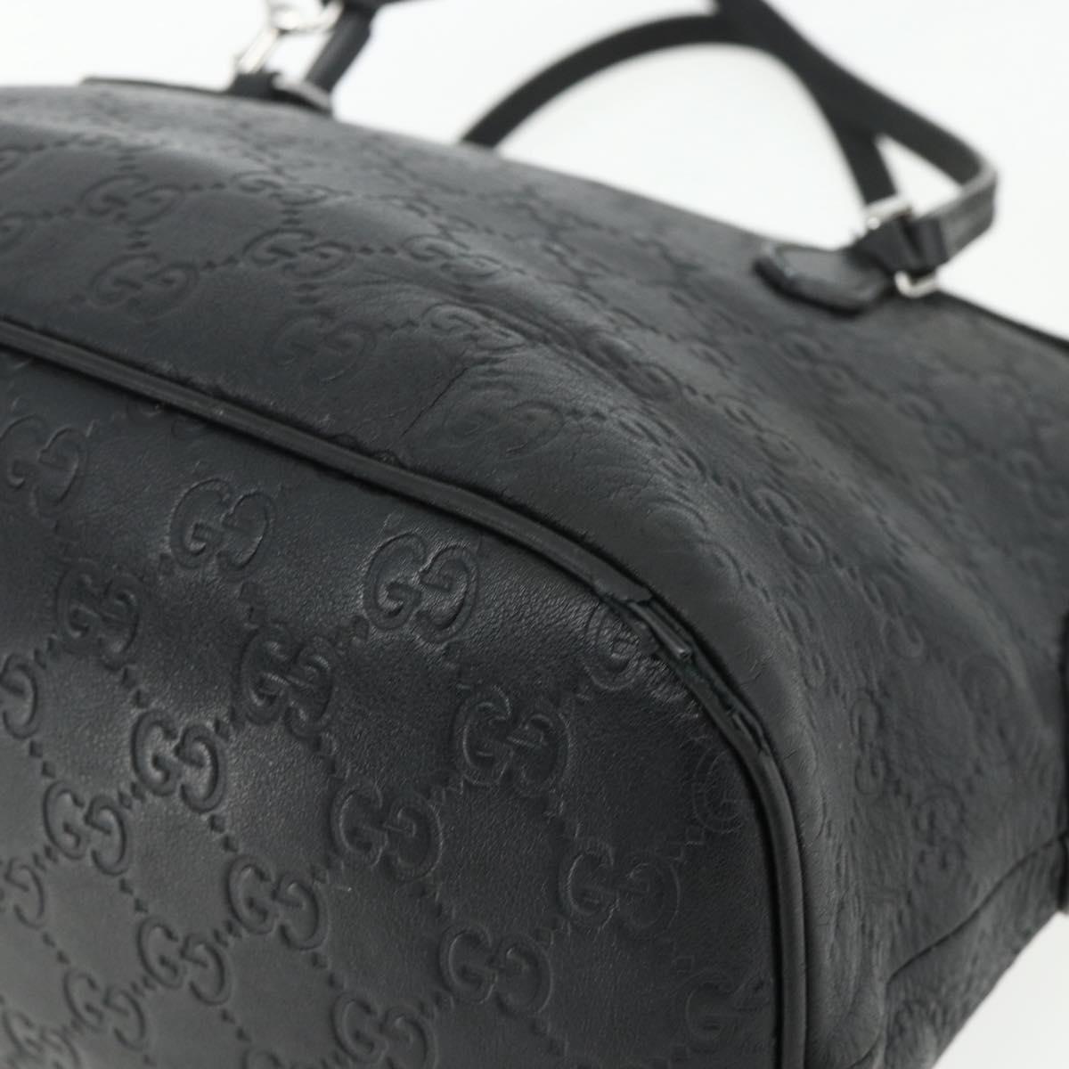 GUCCI GG Canvas Guccissima Hand Bag Leather 2way Black Silver 420023 Auth mr2354