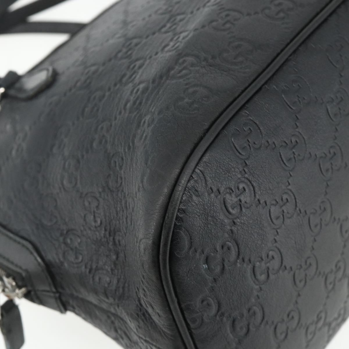 GUCCI GG Canvas Guccissima Hand Bag Leather 2way Black Silver 420023 Auth mr2354