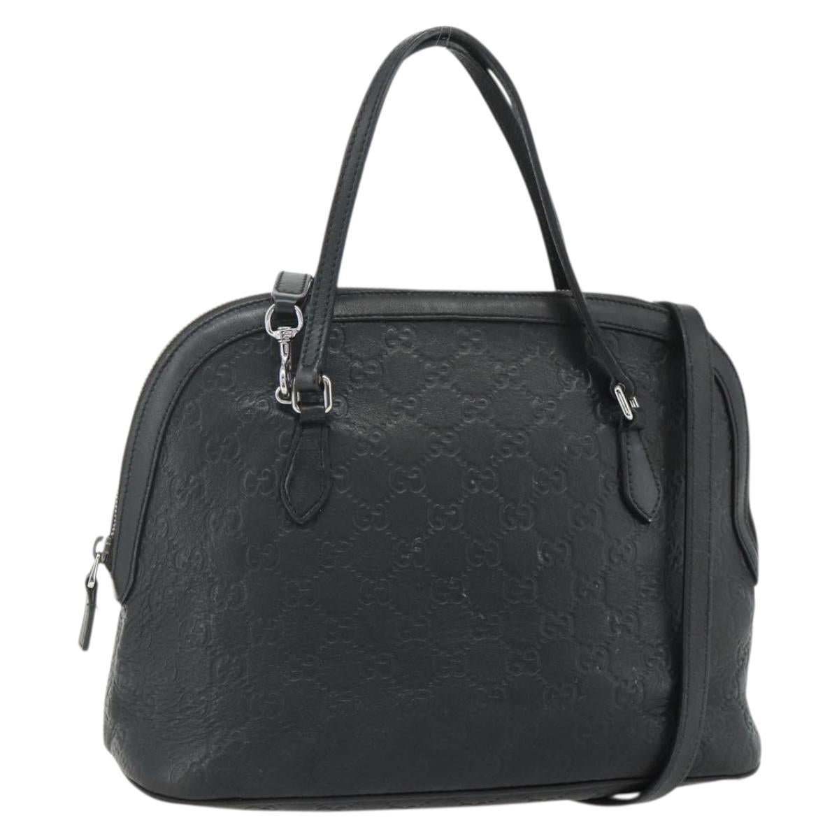 GUCCI GG Canvas Guccissima Hand Bag Leather 2way Black Silver 420023 Auth mr2354