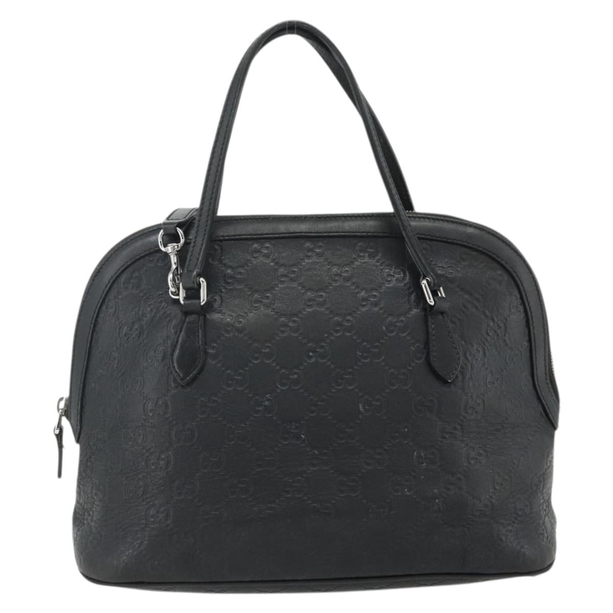 GUCCI GG Canvas Guccissima Hand Bag Leather 2way Black Silver 420023 Auth mr2354