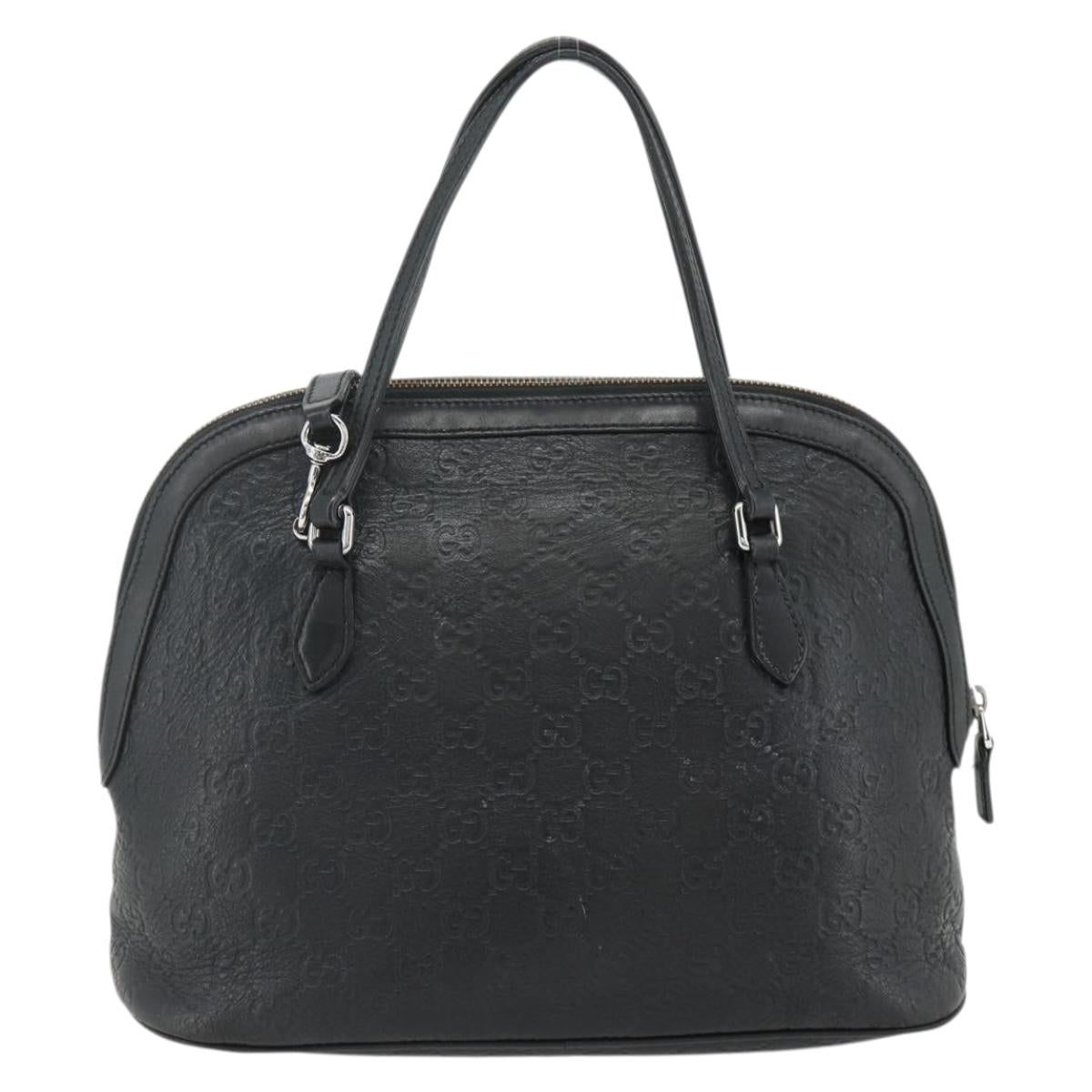 GUCCI GG Canvas Guccissima Hand Bag Leather 2way Black Silver 420023 Auth mr2354