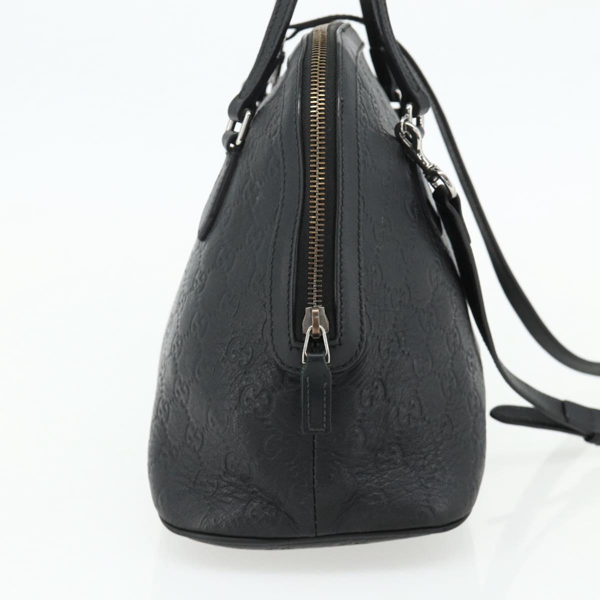 GUCCI GG Canvas Guccissima Hand Bag Leather 2way Black Silver 420023 Auth mr2354
