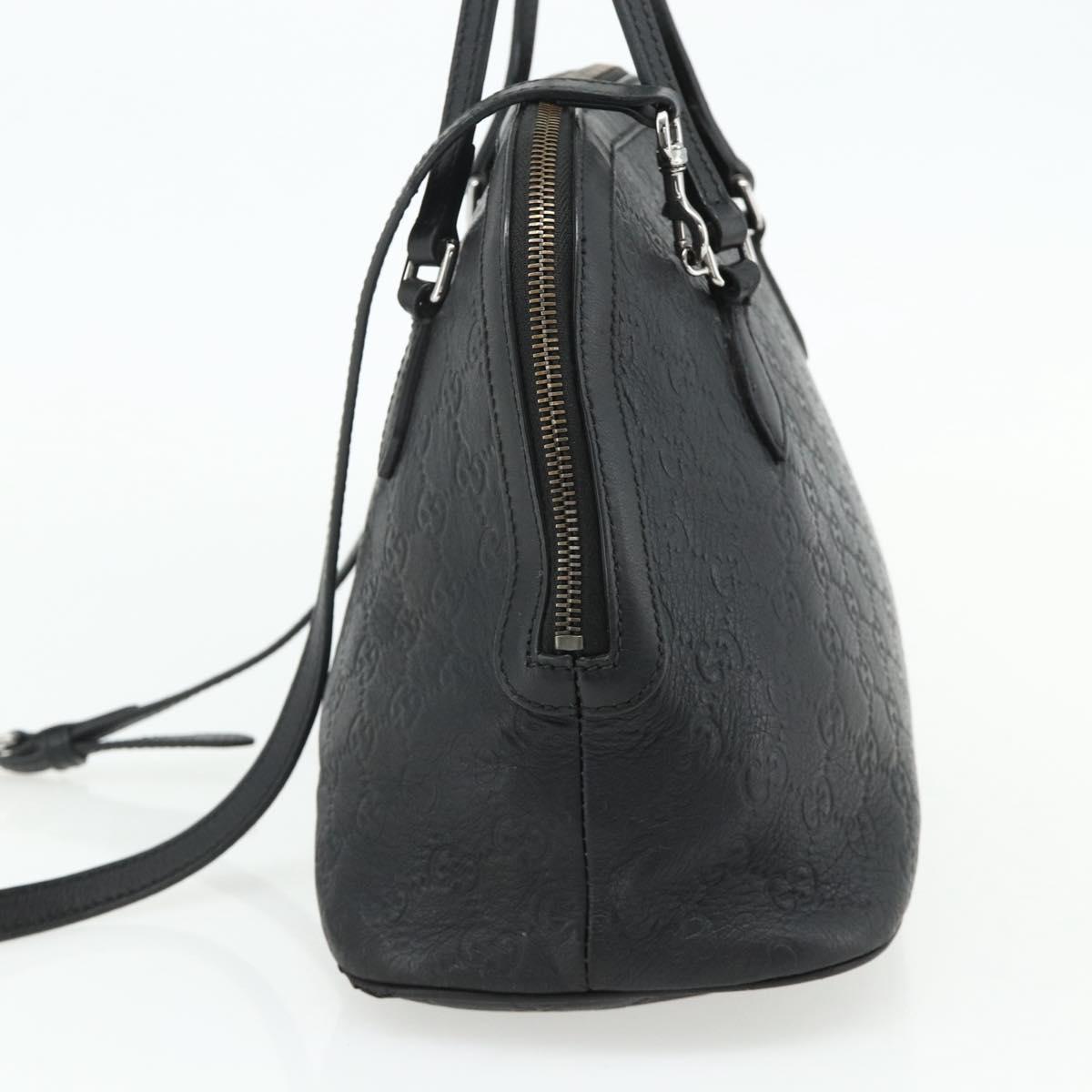 GUCCI GG Canvas Guccissima Hand Bag Leather 2way Black Silver 420023 Auth mr2354