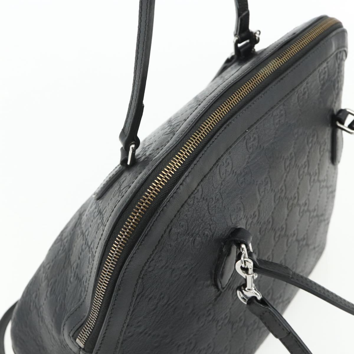 GUCCI GG Canvas Guccissima Hand Bag Leather 2way Black Silver 420023 Auth mr2354