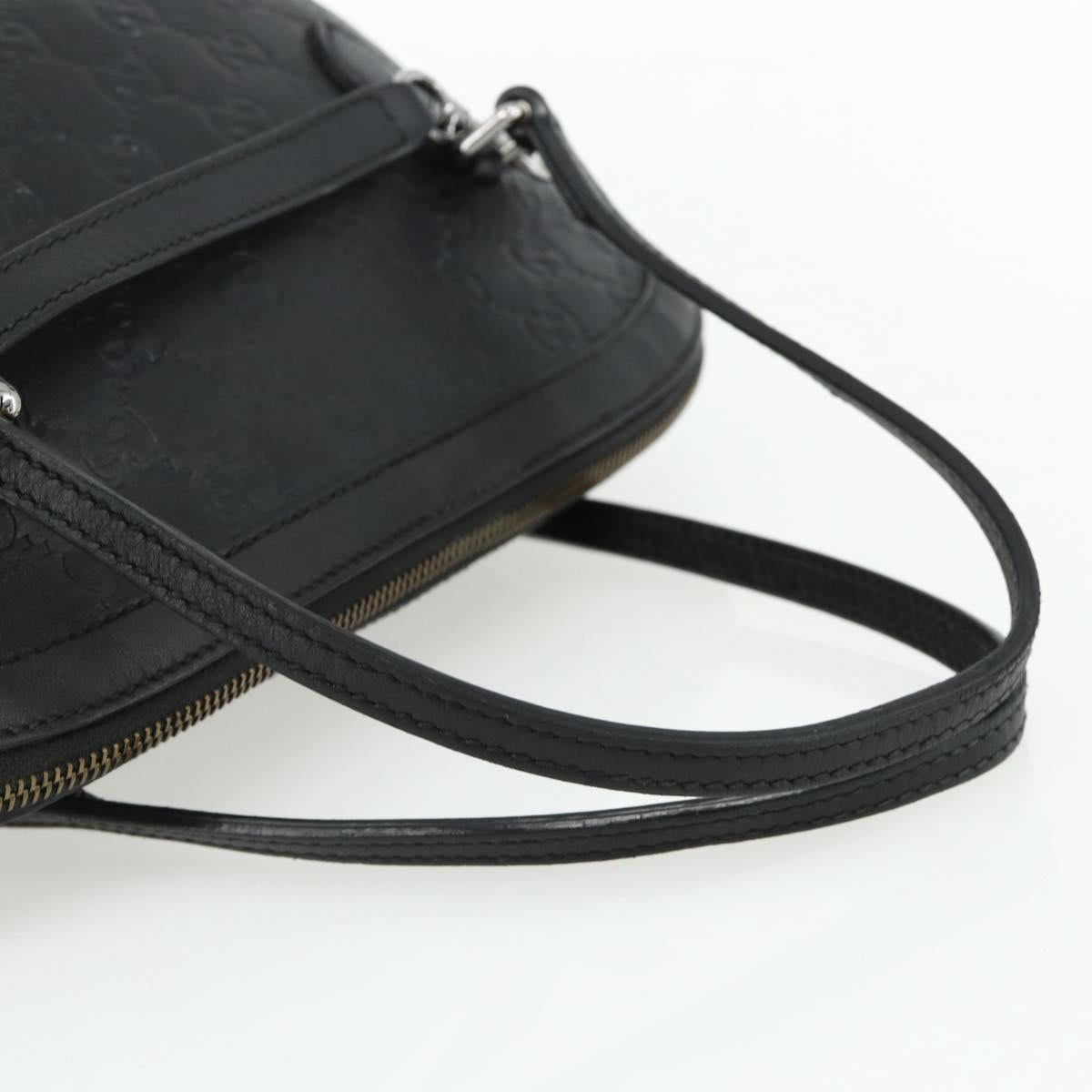 GUCCI GG Canvas Guccissima Hand Bag Leather 2way Black Silver 420023 Auth mr2354