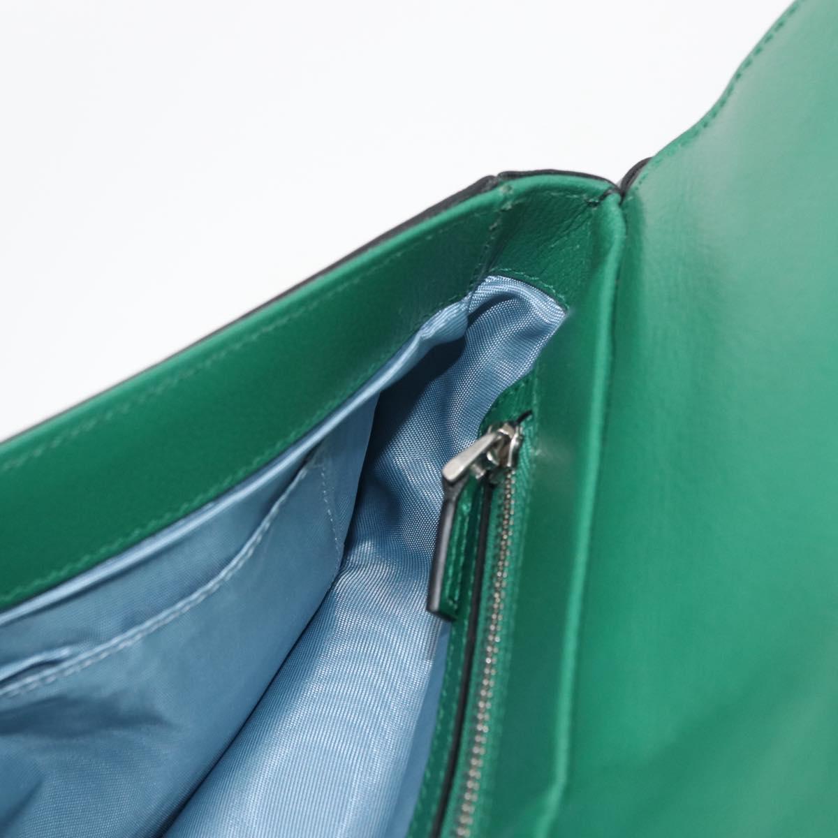 GUCCI Cat Double Face Shoulder Bag Leather Green Gold 524822 Auth mr2360V