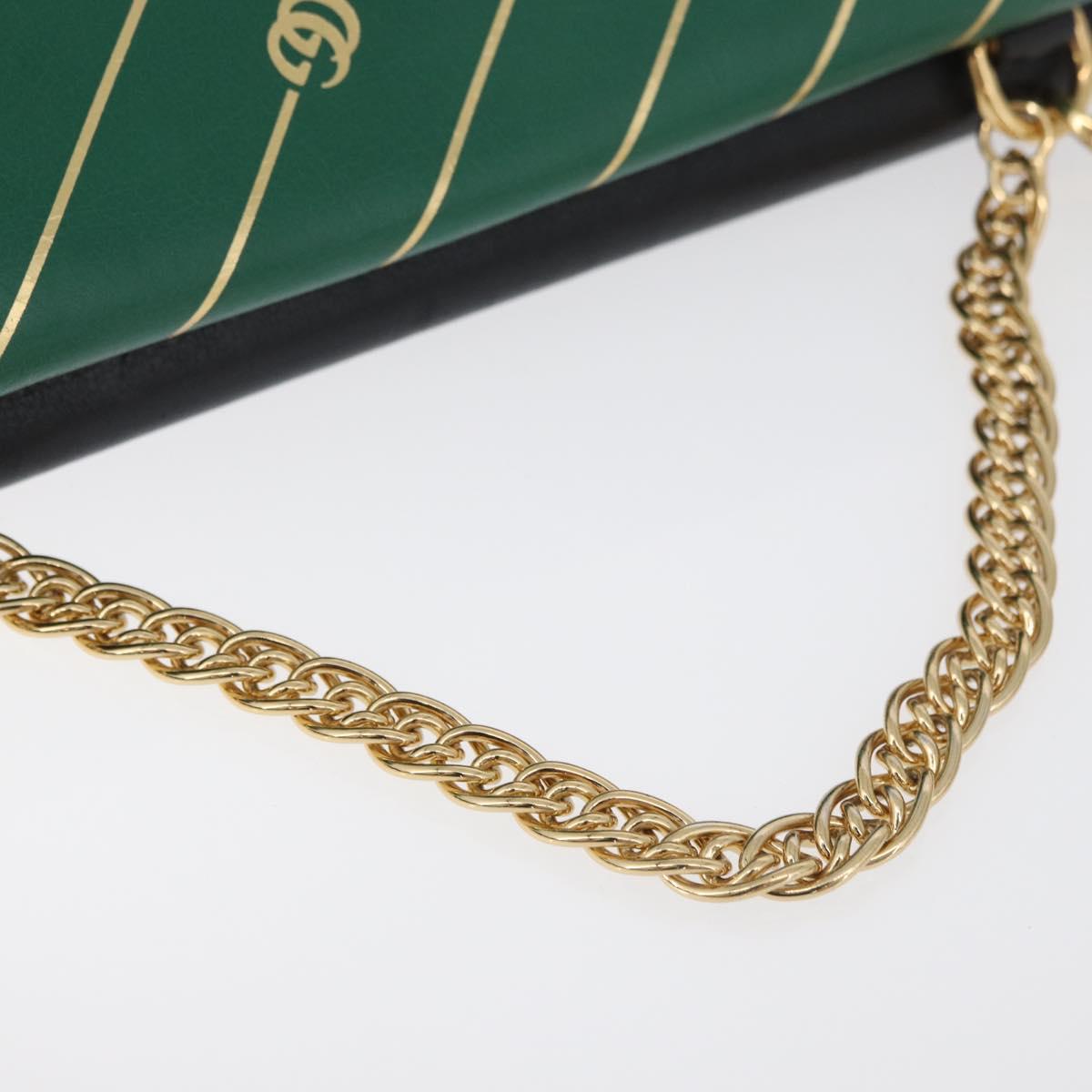 GUCCI Cat Double Face Shoulder Bag Leather Green Gold 524822 Auth mr2360V