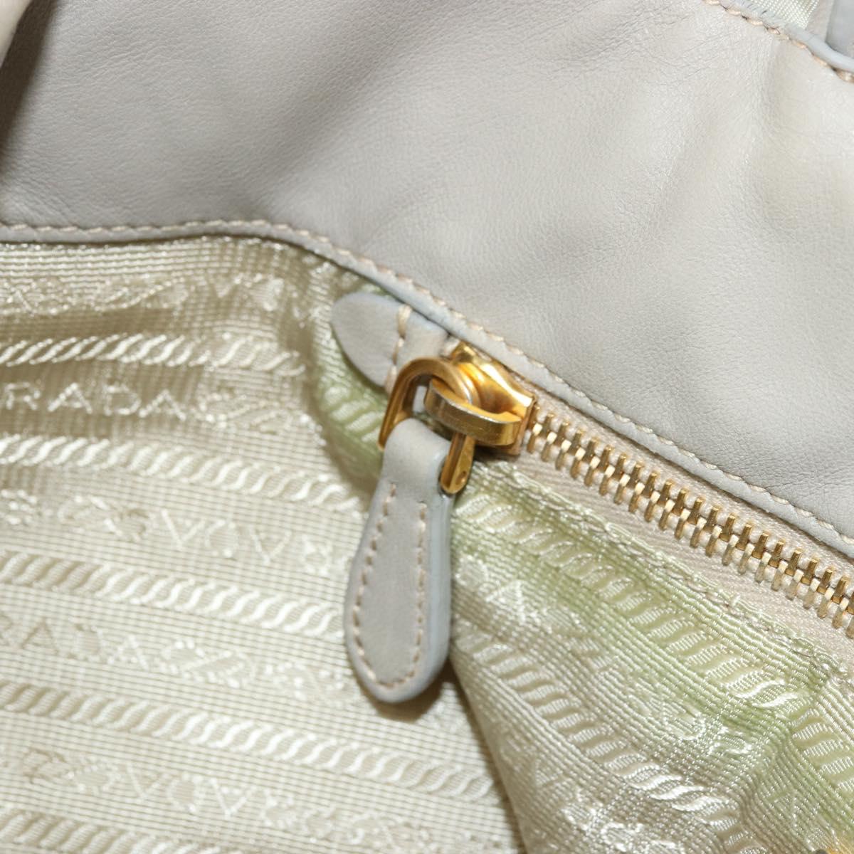 PRADA Ribbon Hand Bag Nylon Beige Gold Auth mr2363