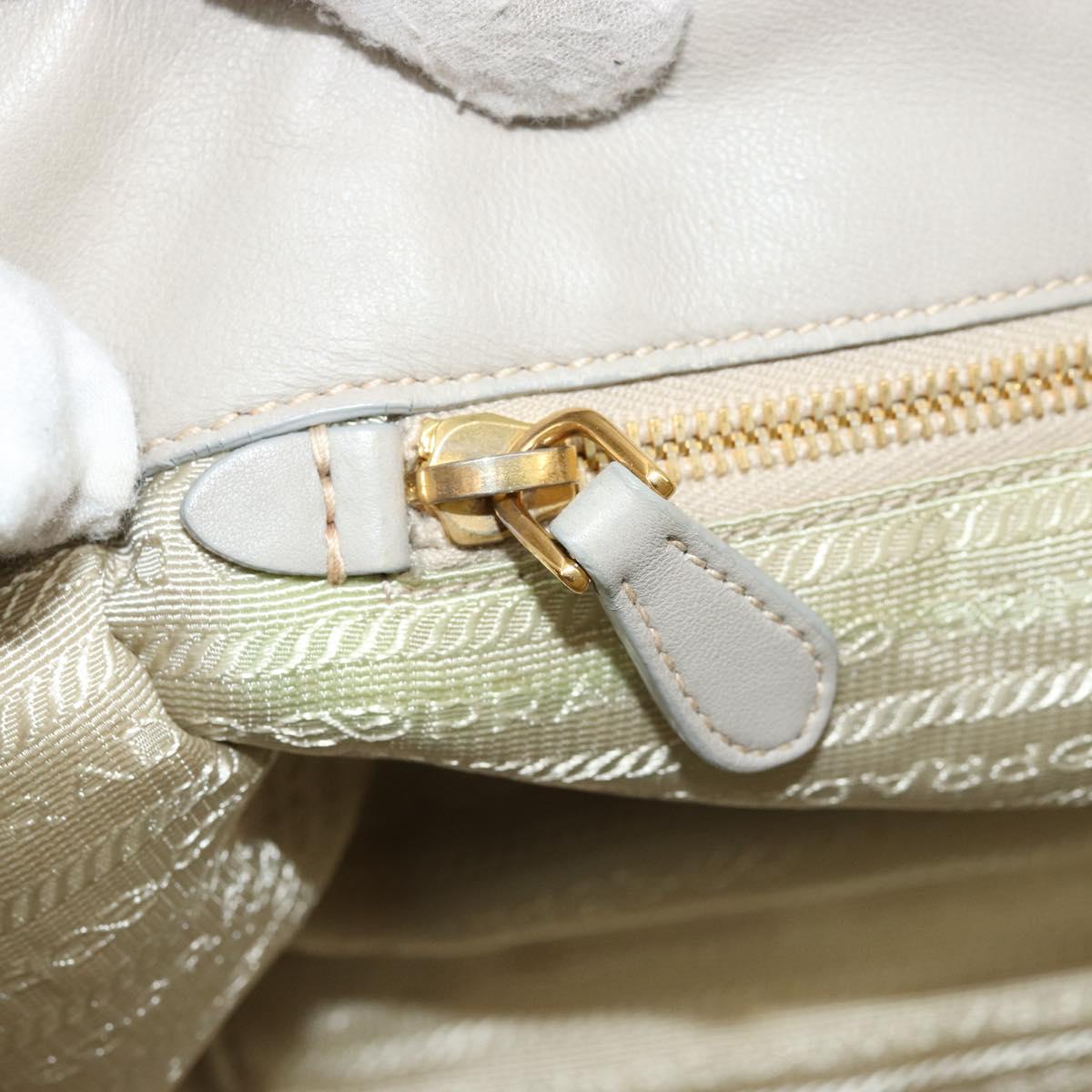 PRADA Ribbon Hand Bag Nylon Beige Gold Auth mr2363