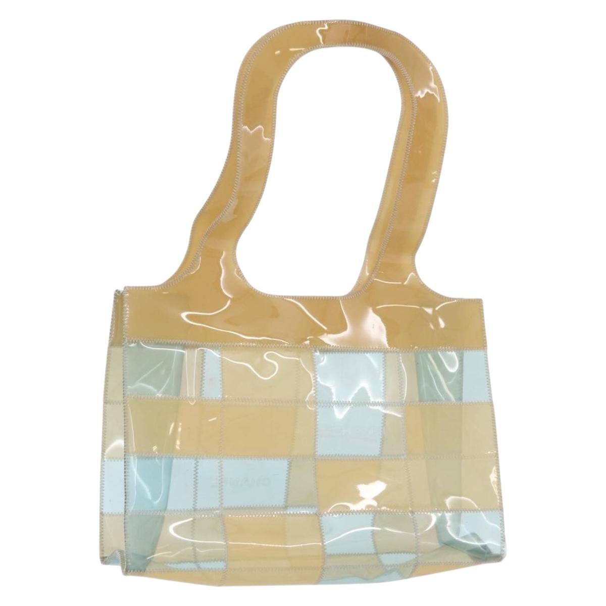 CHANEL Choco Bar Tote Bag Vinyl Blue CC Auth mr2370A