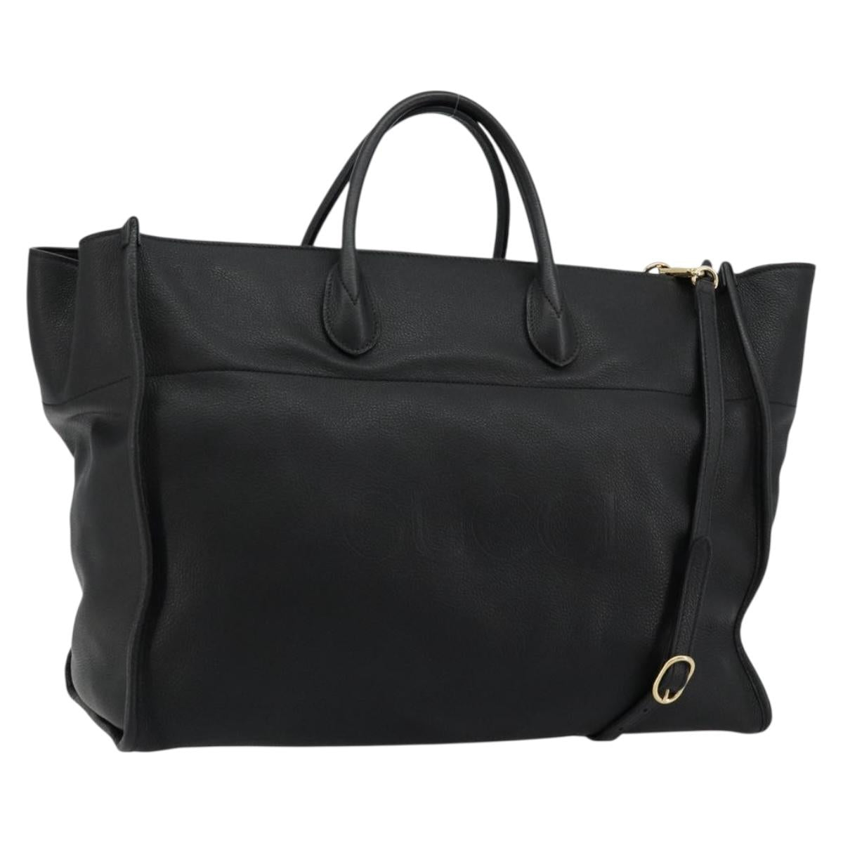 GUCCI Tote Bag Leather 2way Black Gold 674837 Auth mr2372V