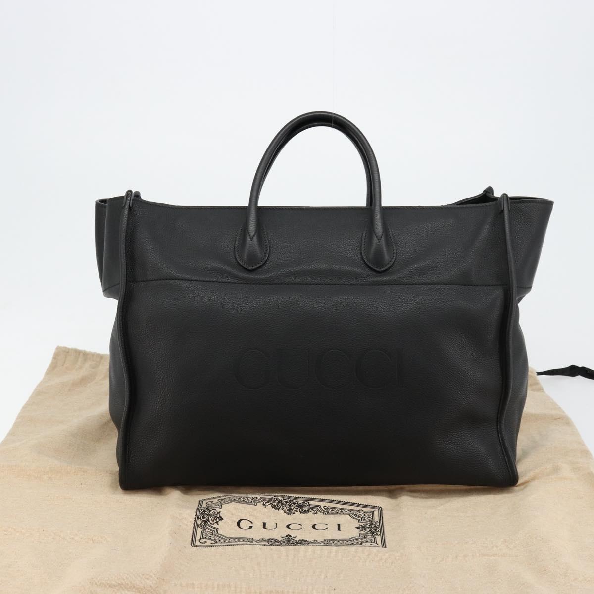 GUCCI Tote Bag Leather 2way Black Gold 674837 Auth mr2372V