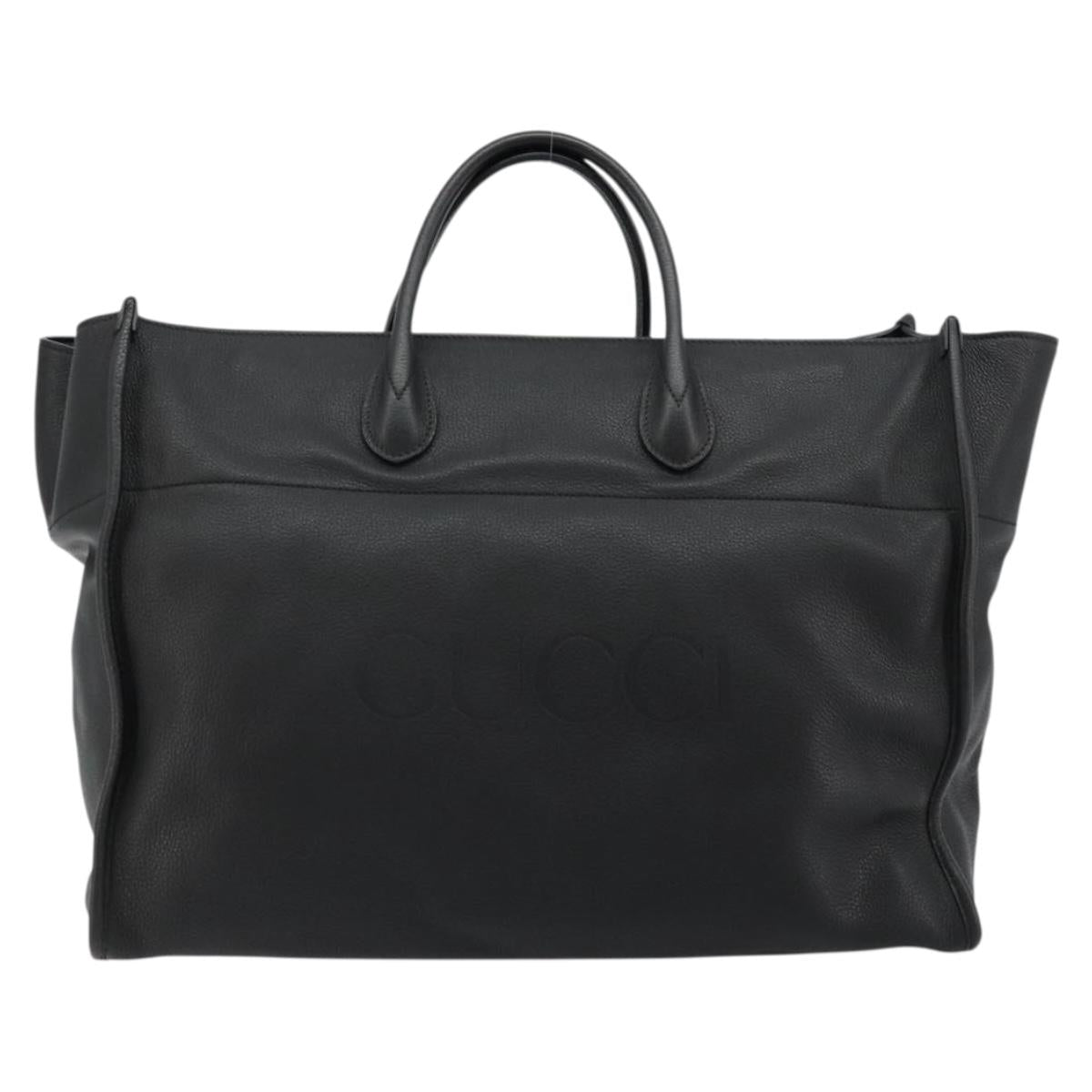 GUCCI Tote Bag Leather 2way Black Gold 674837 Auth mr2372V