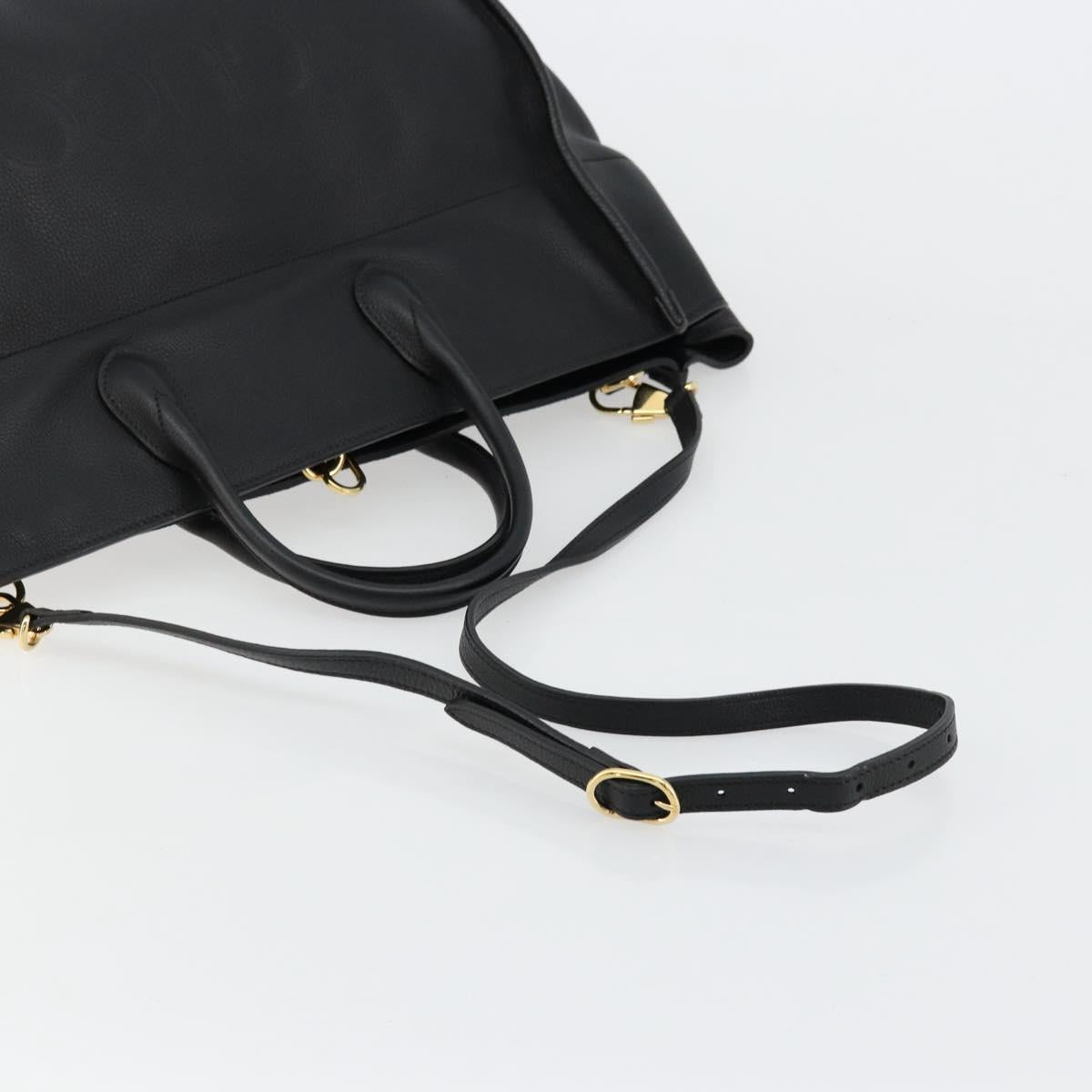 GUCCI Tote Bag Leather 2way Black Gold 674837 Auth mr2372V