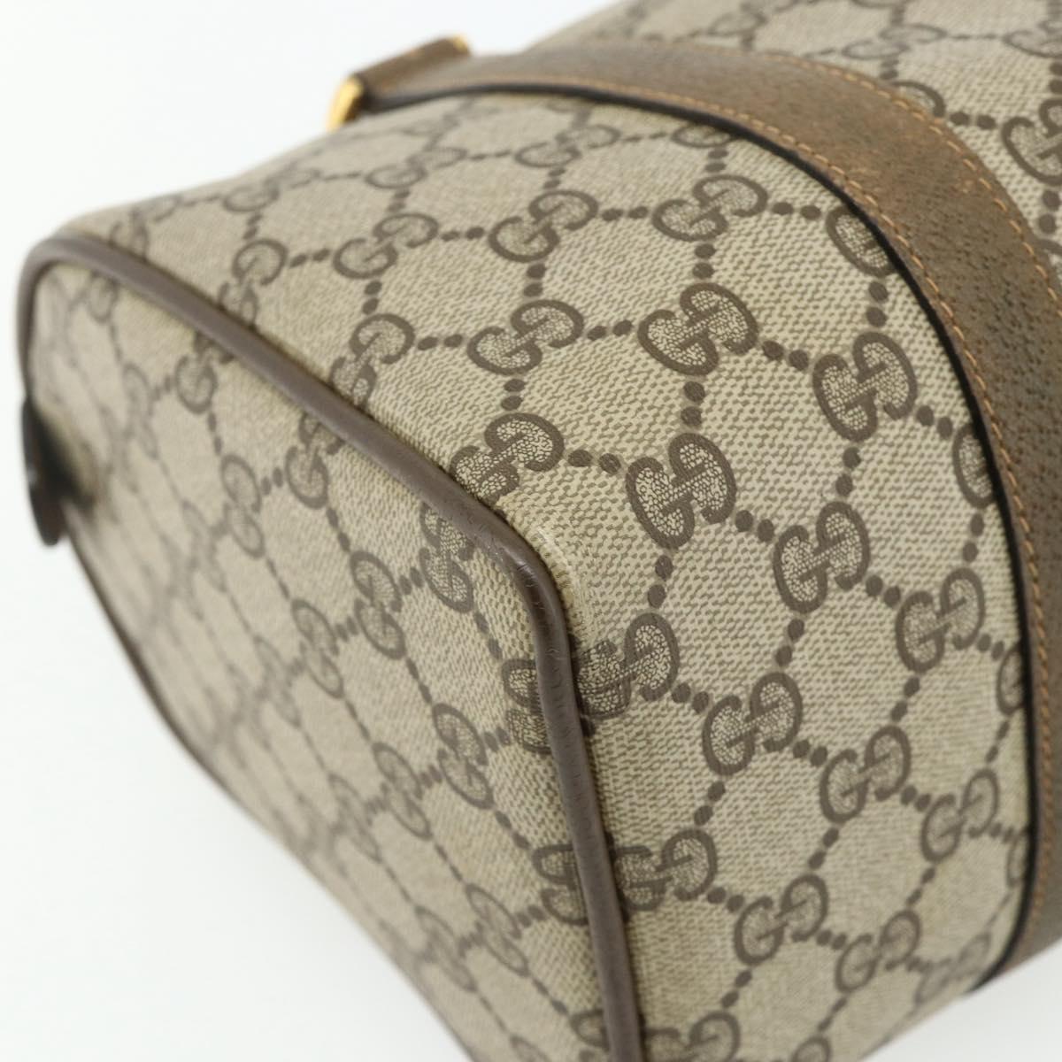 GUCCI GG Supreme Web Sherry Line Boston Bag PVC Beige Gold Auth mr2389
