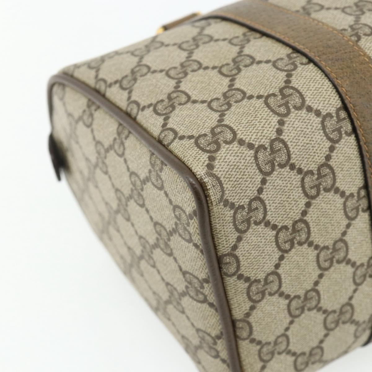 GUCCI GG Supreme Web Sherry Line Boston Bag PVC Beige Gold Auth mr2389