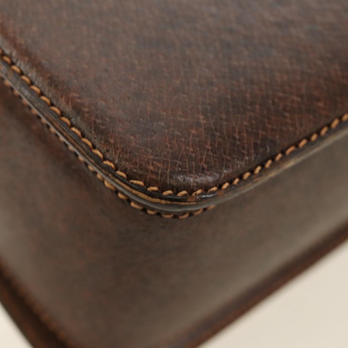 GUCCI Hand Bag Leather Brown Gold Auth mr2390