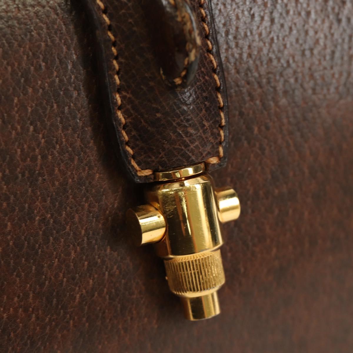 GUCCI Hand Bag Leather Brown Gold Auth mr2390