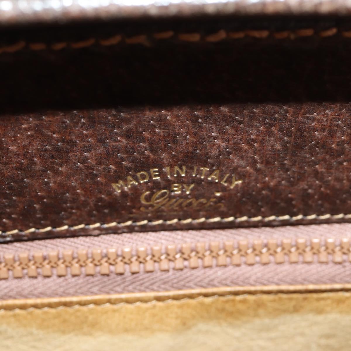 GUCCI Hand Bag Leather Brown Gold Auth mr2390