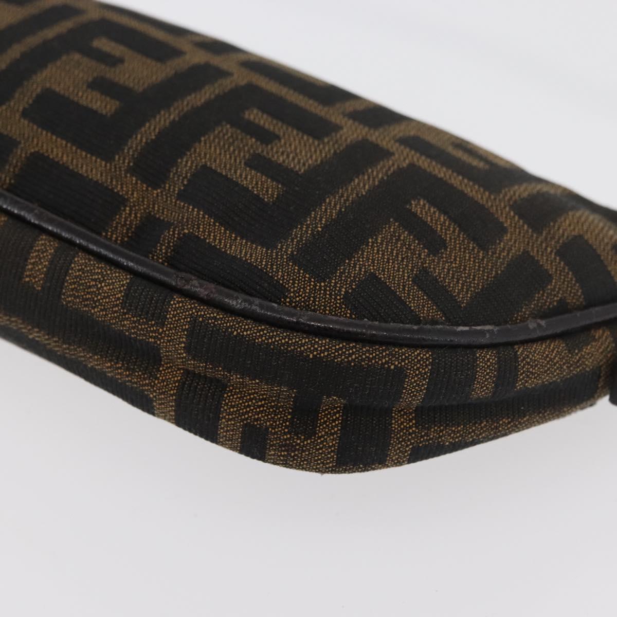 FENDI Zucca Canvas Accessory Pouch Brown Black Auth mr2395A
