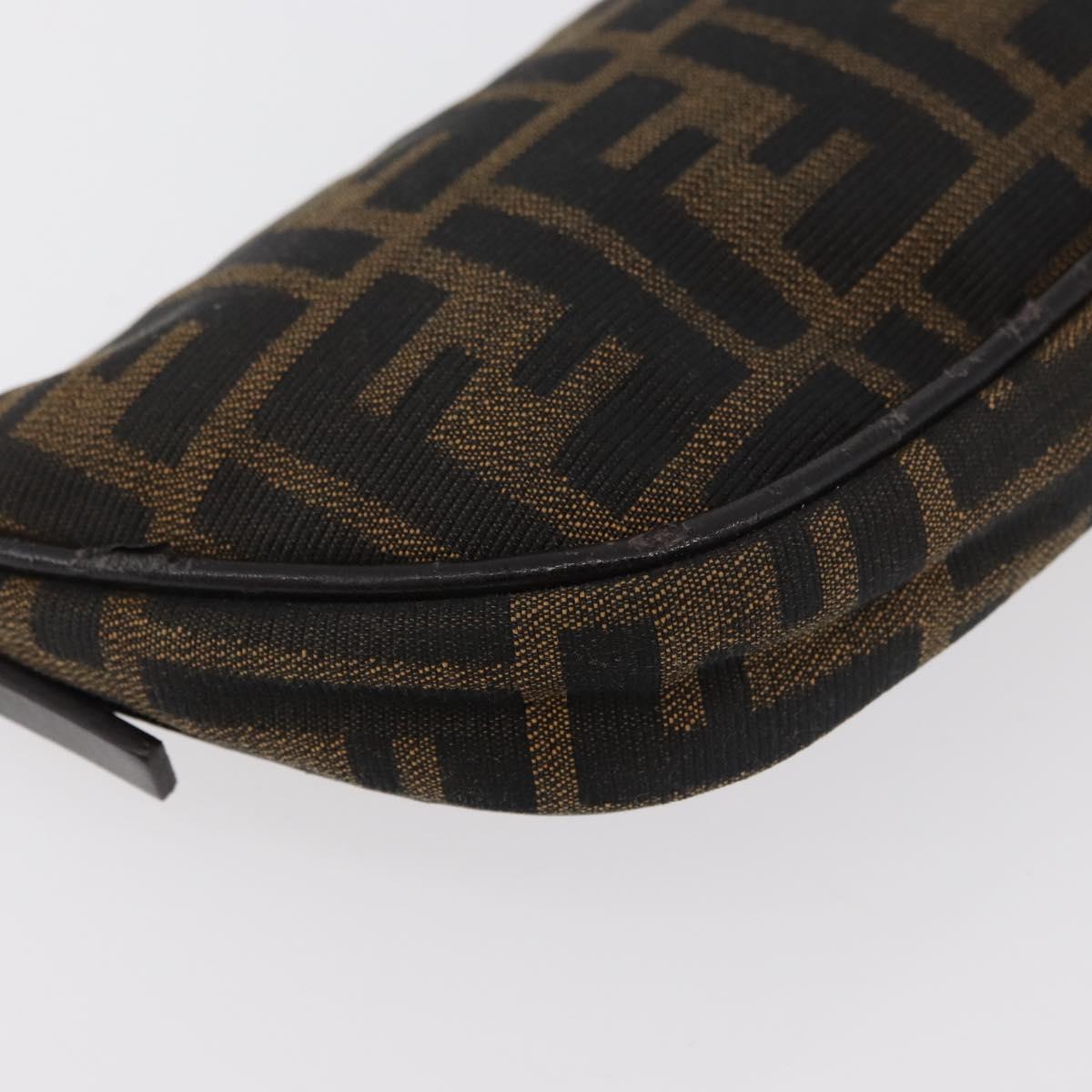 FENDI Zucca Canvas Accessory Pouch Brown Black Auth mr2395A