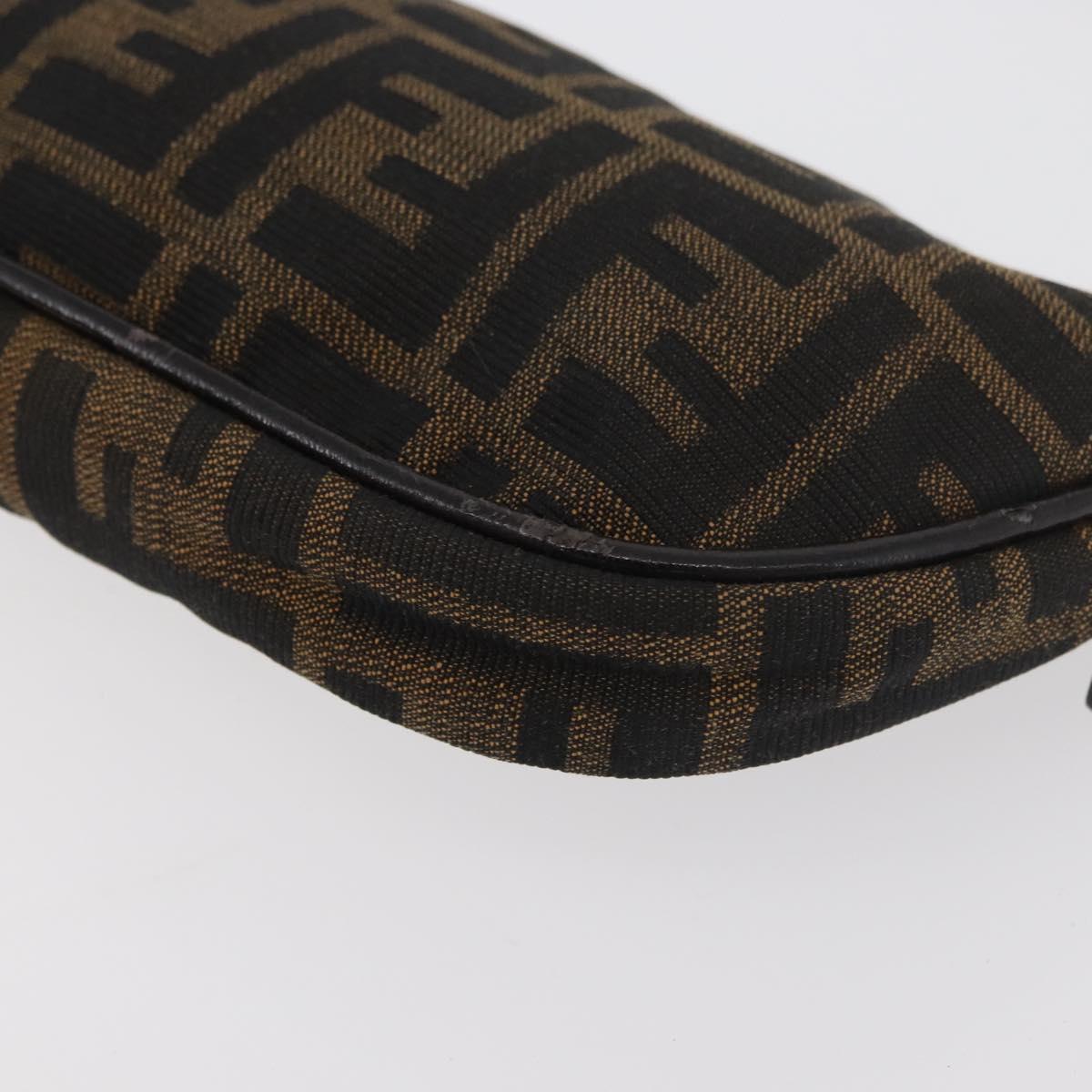 FENDI Zucca Canvas Accessory Pouch Brown Black Auth mr2395A