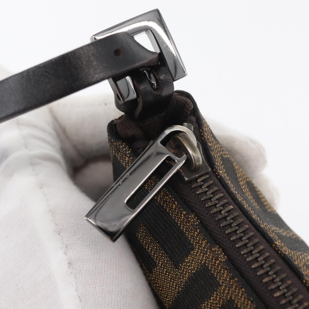 FENDI Zucca Canvas Accessory Pouch Brown Black Auth mr2395A