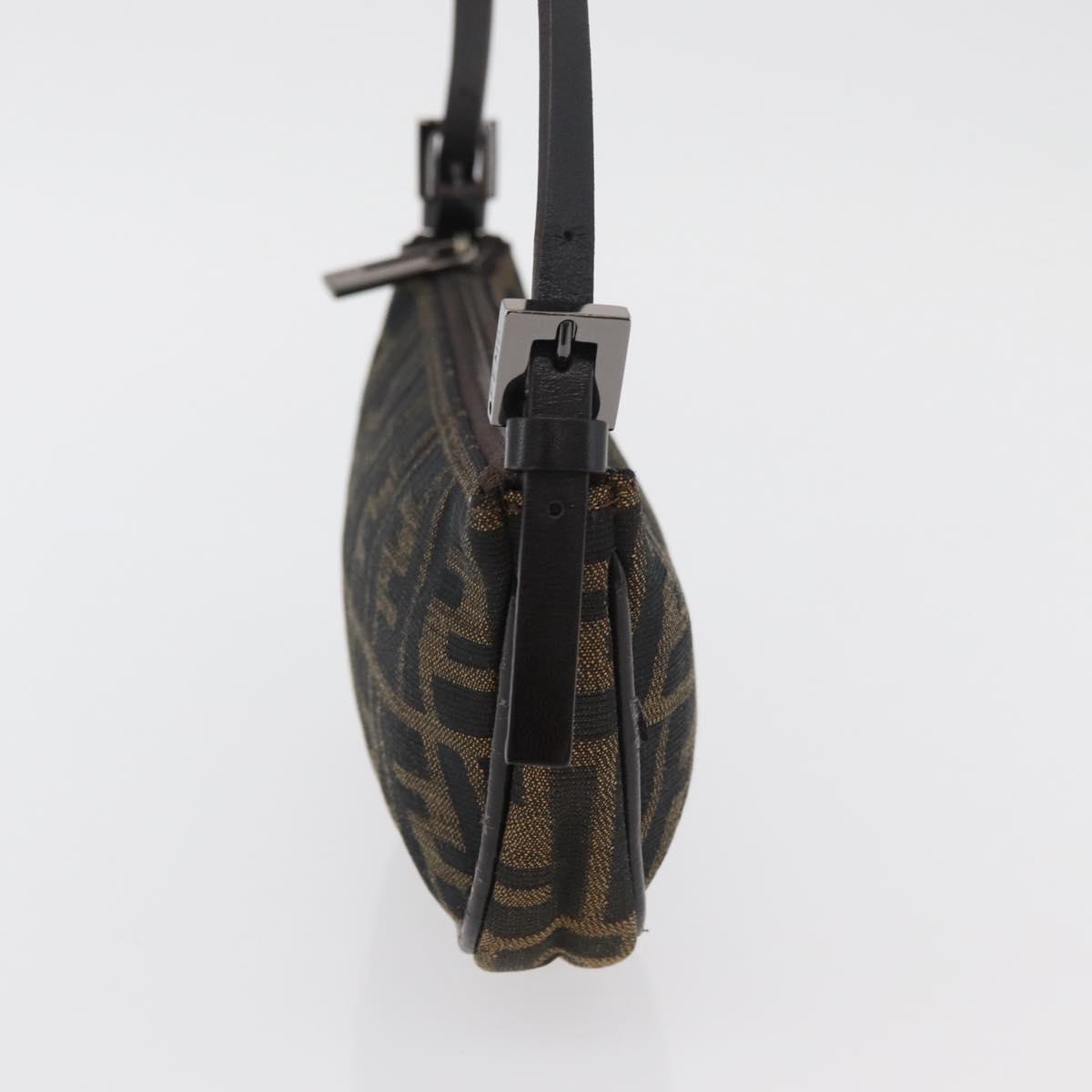 FENDI Zucca Canvas Accessory Pouch Brown Black Auth mr2395A