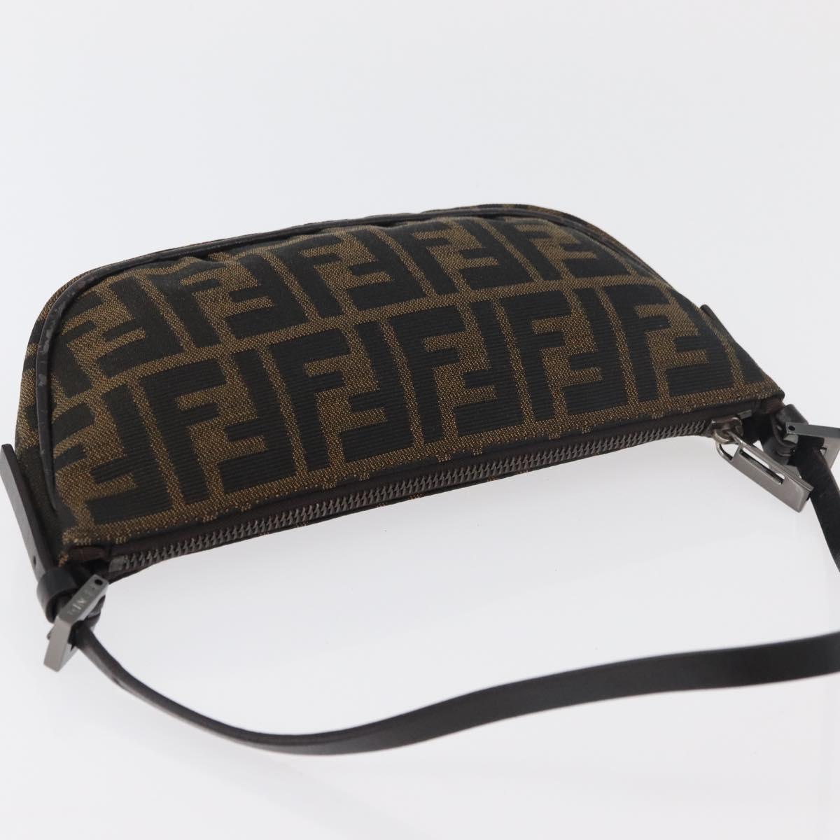 FENDI Zucca Canvas Accessory Pouch Brown Black Auth mr2395A