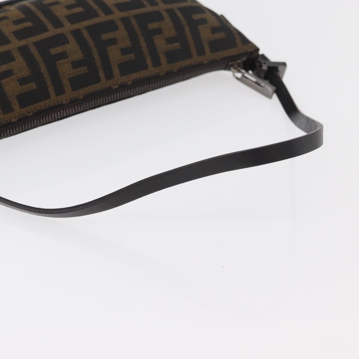 FENDI Zucca Canvas Accessory Pouch Brown Black Auth mr2395A