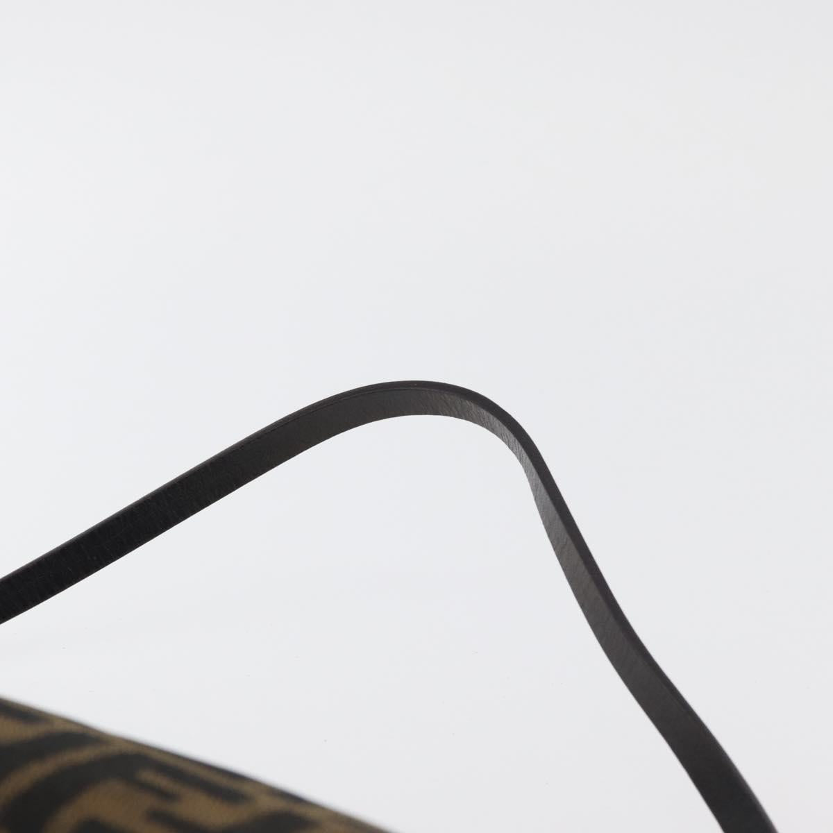 FENDI Zucca Canvas Accessory Pouch Brown Black Auth mr2395A