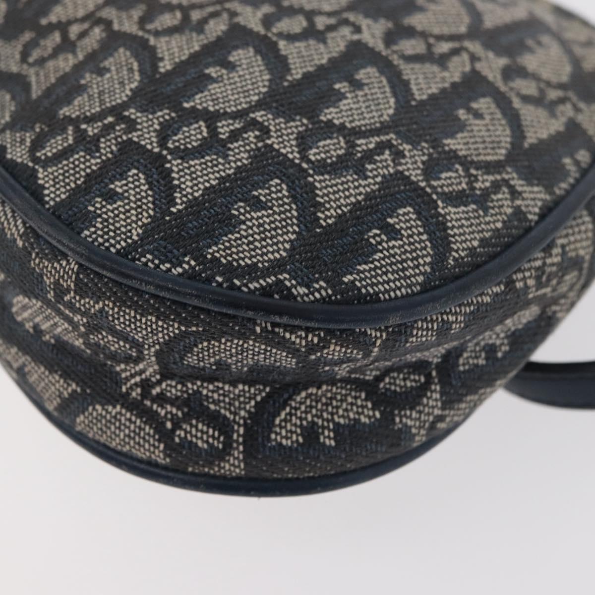 Christian Dior Trotter Canvas Accessory Pouch Navy Silver Auth mr2399A