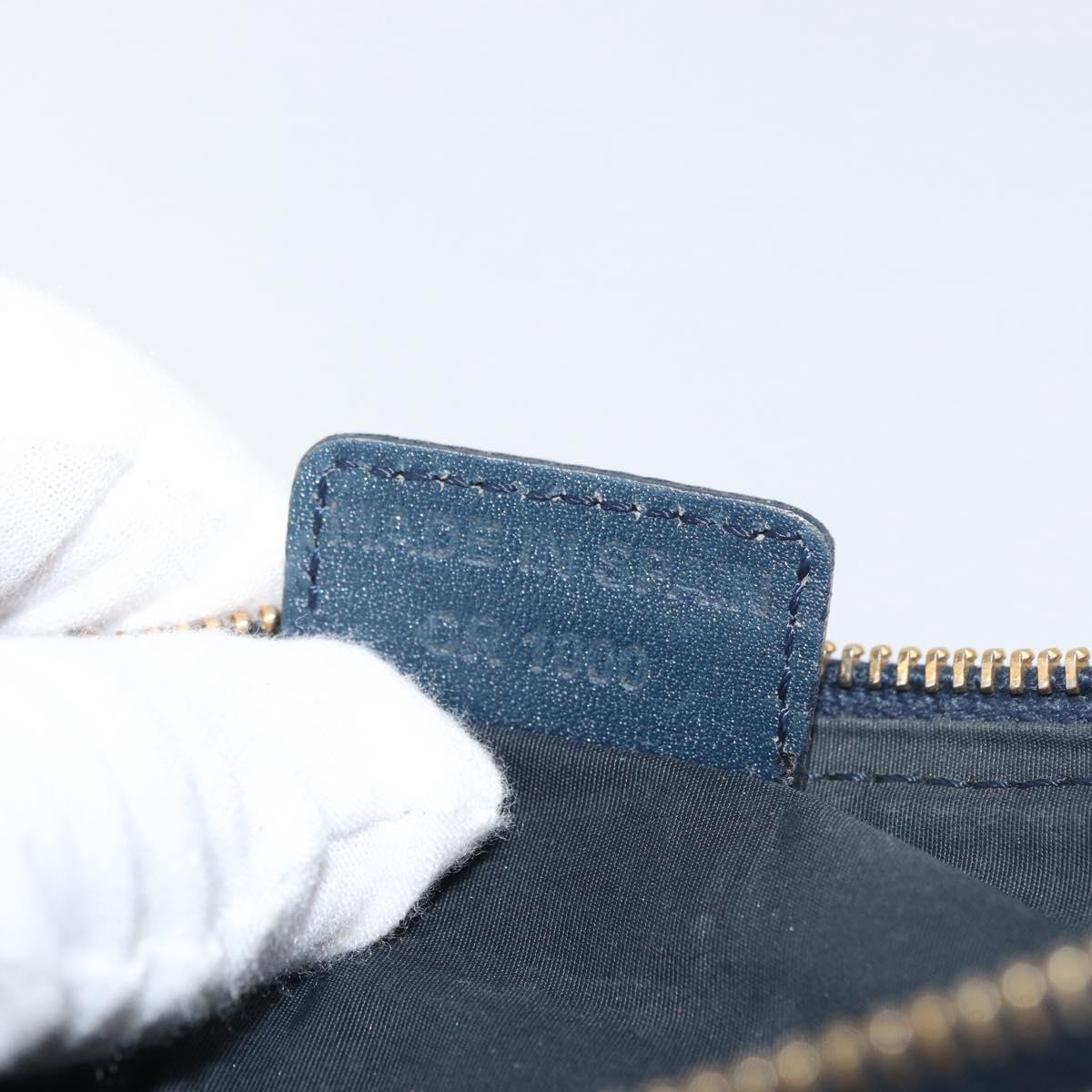 Christian Dior Trotter Canvas Accessory Pouch Navy Silver Auth mr2399A