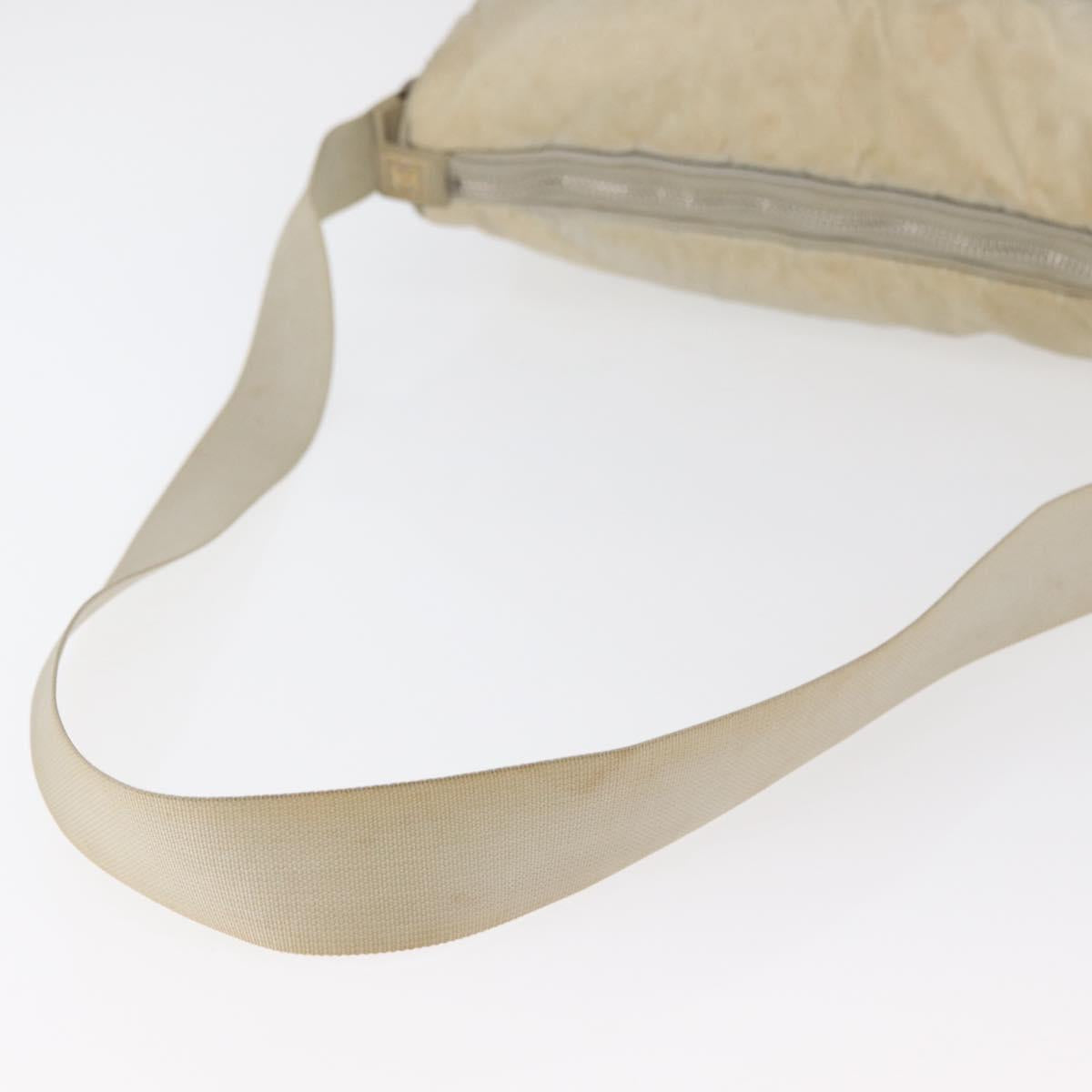 CHANEL Shoulder Bag Nylon Beige Silver CC Auth mr2413