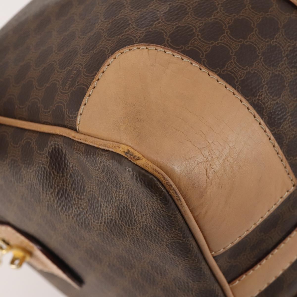 CELINE Macadam Canvas Boston Bag PVC Leather Brown Gold Auth mr2416
