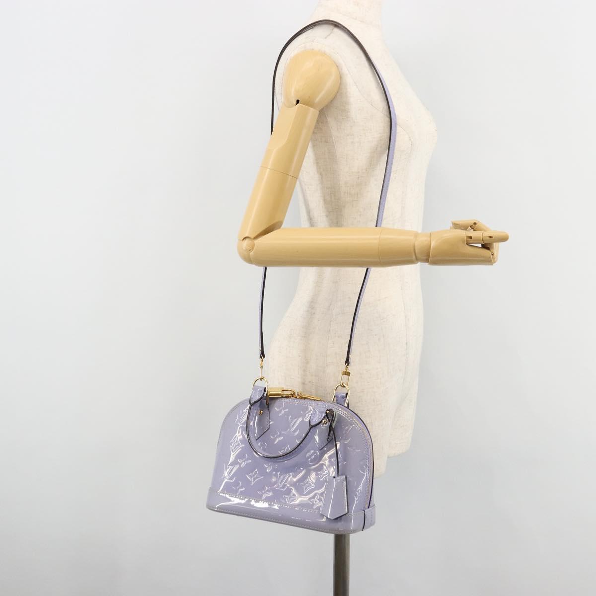 LOUIS VUITTON Monogram Vernis Alma BB Bag 2way Purple Lila M90103 Auth mr2420A
