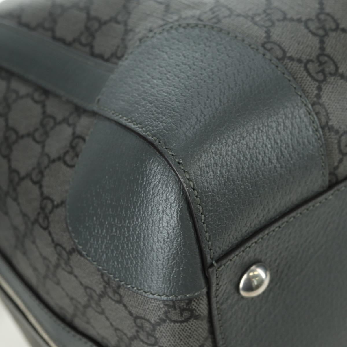 GUCCI GG Supreme Ophidia Boston Bag PVC Gray Silver 724612 Auth mr2423M