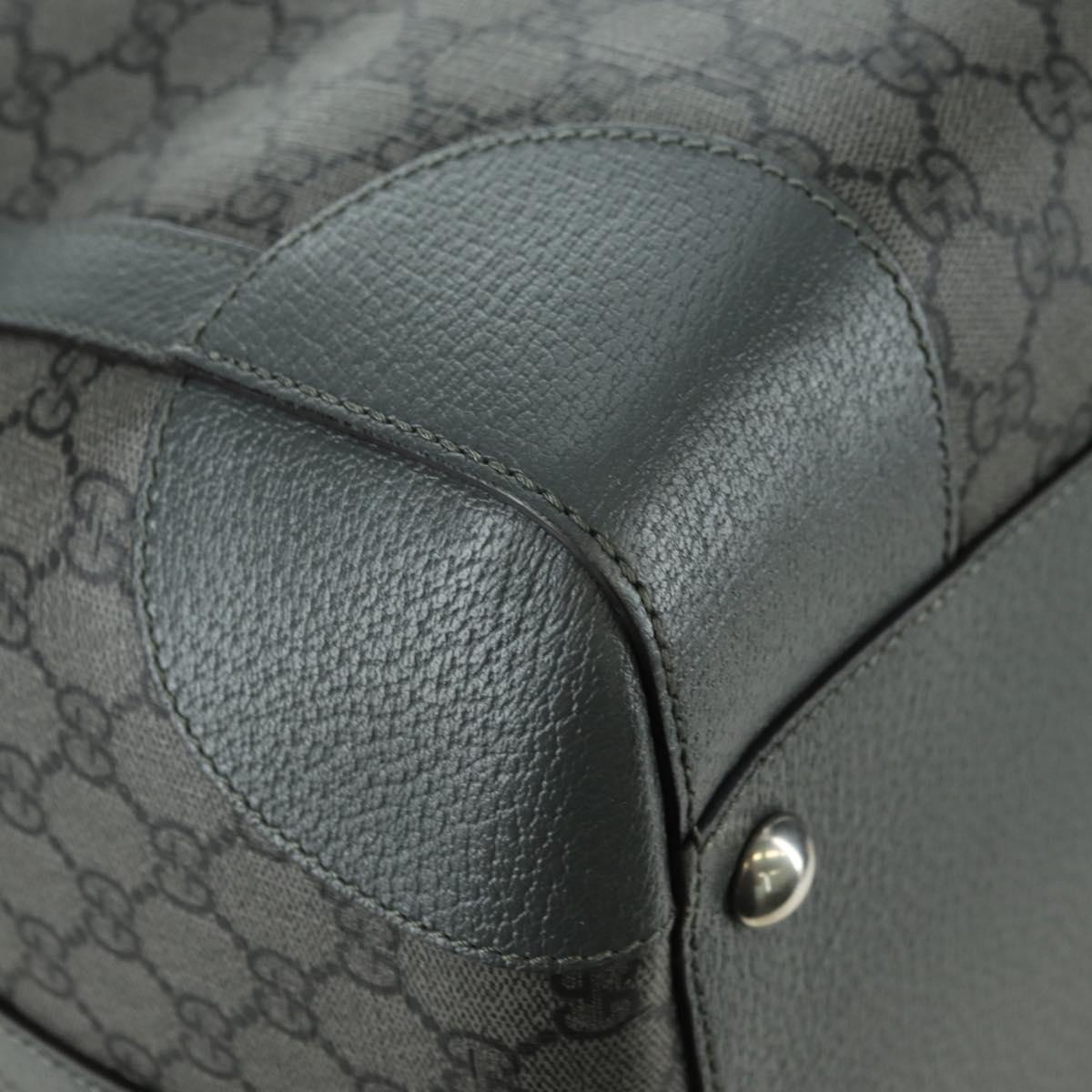GUCCI GG Supreme Ophidia Boston Bag PVC Gray Silver 724612 Auth mr2423M