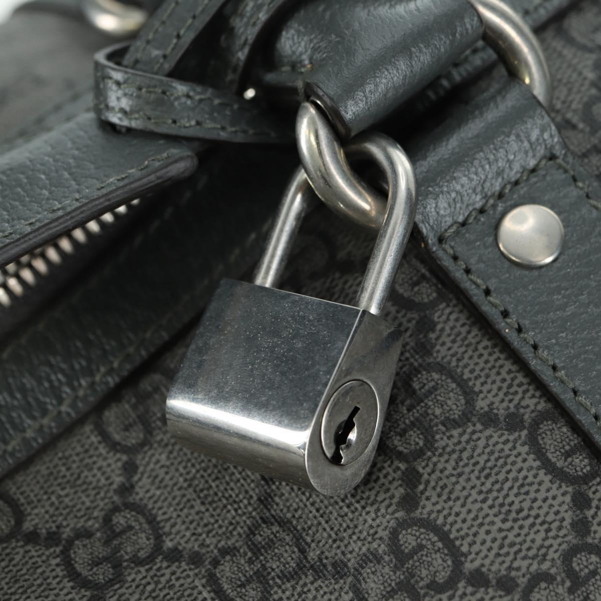GUCCI GG Supreme Ophidia Boston Bag PVC Gray Silver 724612 Auth mr2423M