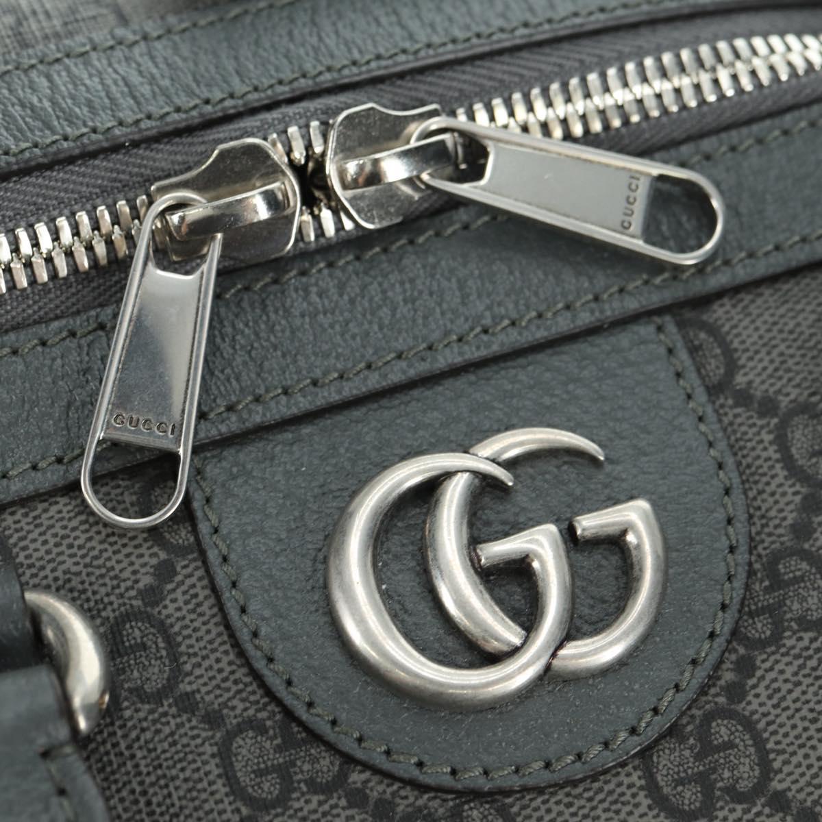 GUCCI GG Supreme Ophidia Boston Bag PVC Gray Silver 724612 Auth mr2423M
