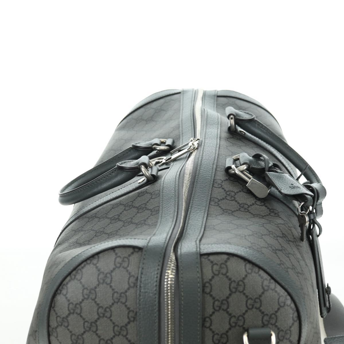 GUCCI GG Supreme Ophidia Boston Bag PVC Gray Silver 724612 Auth mr2423M