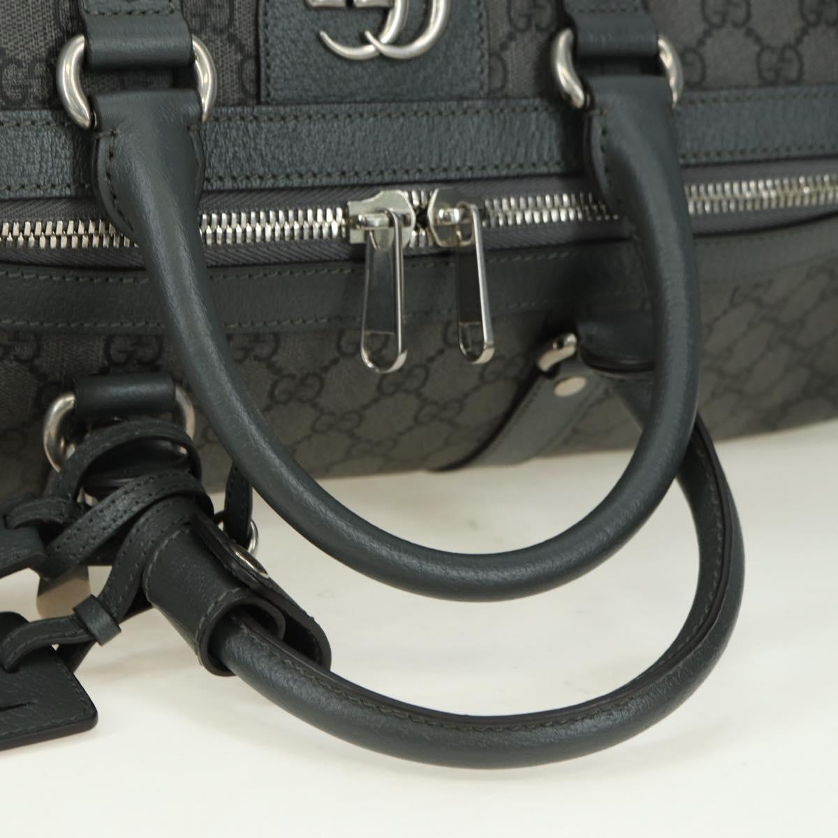 GUCCI GG Supreme Ophidia Boston Bag PVC Gray Silver 724612 Auth mr2423M