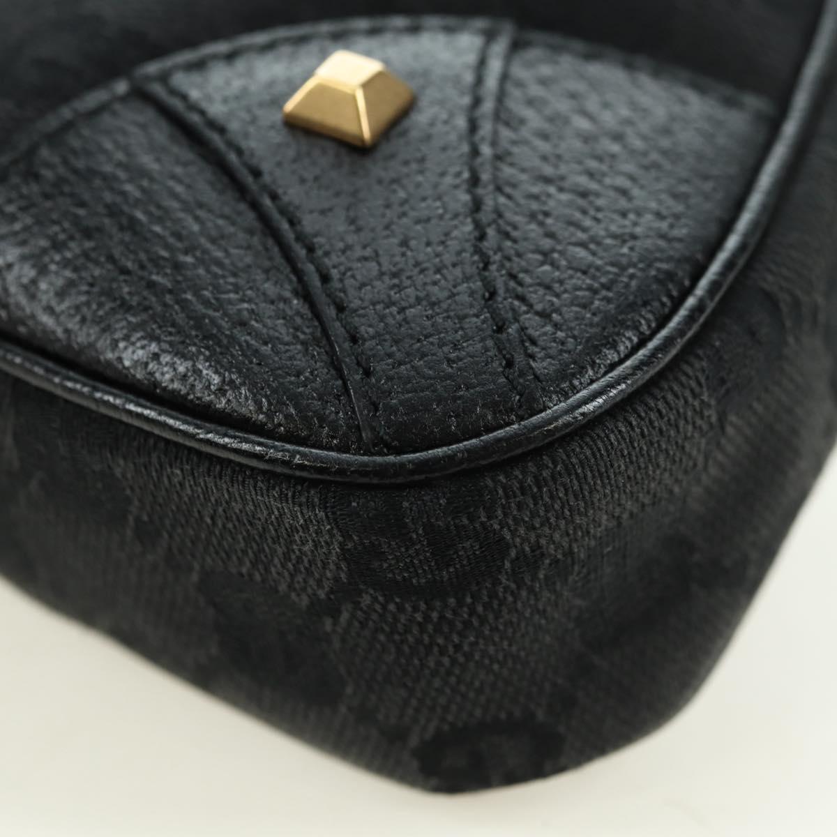 GUCCI GG Canvas Chain Accessory Pouch Black Gold 120940 Auth mr2424V