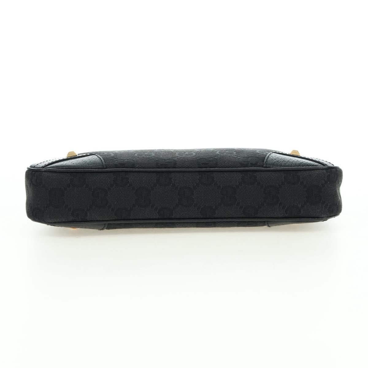 GUCCI GG Canvas Chain Accessory Pouch Black Gold 120940 Auth mr2424V