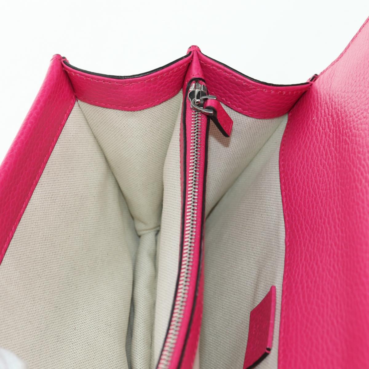 GUCCI Chain Dionysus Small Shoulder Bag Leather Pink Silver 400249 Auth mr2426V