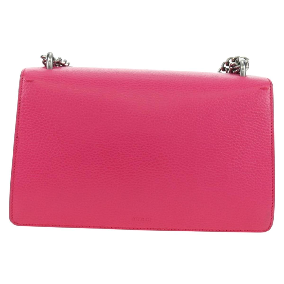 GUCCI Chain Dionysus Small Shoulder Bag Leather Pink Silver 400249 Auth mr2426V