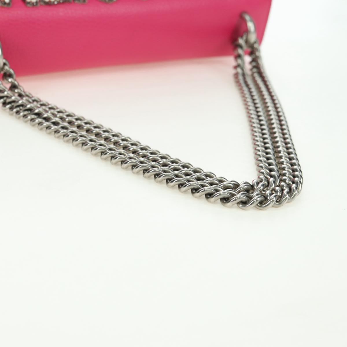 GUCCI Chain Dionysus Small Shoulder Bag Leather Pink Silver 400249 Auth mr2426V